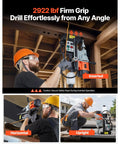 Operator using Heavy Duty Magnetic Drill Press 1550W to drill at different angles with firm grip and safety features.