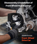 Master Wheel Hub And Bearing Remover And Installer Kit used on front-wheel drive car during installation process