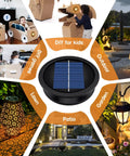 Two Pack Solar Light Replacement Tops For Outdoor Hanging Lanterns, 3.2 Inch Outer Ring, DIY Lantern Upgrade, garden view