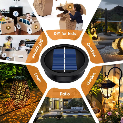 Two Pack Solar Light Replacement Tops For Outdoor Hanging Lanterns, 3.2 Inch Outer Ring, DIY Lantern Upgrade, garden view