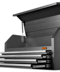 42 Inch Premium Tool Chest With Heavy Duty 21 Gauge Powder Coated Steel Construction, Four Lockable 100 Pound Soft Close Drawers, Tall Till Lid