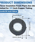 Product dimensions of Insulating Foam Pipe Covers For Outdoor And Indoor Water Lines, Heavy Duty Foam Tube Insulation.
