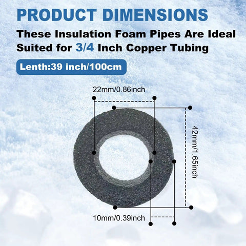 Product dimensions of Insulating Foam Pipe Covers For Outdoor And Indoor Water Lines, Heavy Duty Foam Tube Insulation.