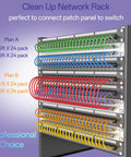 Clean network rack with organized cables connecting patch panel to switch.