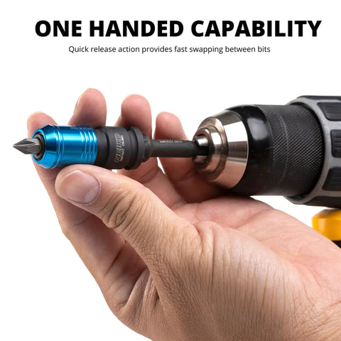 Impact Wrench Adapter Three Eighths Inch Drive Female To One Quarter Inch Hex Converter With Quick Release feature.