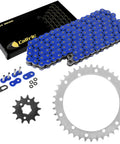 Blue O Ring Drive Chain And Sprockets Kit For Yamaha Warrior 350 YFM350X 1989 2004 Beefed Up ATV Quad Ride with visible parts.