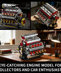 Dope Realistic V8 Engine Model Kit That Runs On Its Own With 8 Cylinders Rechargeable Motor displayed on desk