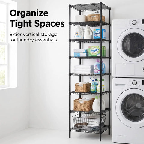 Heavy Duty 8 Tier Wire Shelving 18x18x78.8 Inches Adjustable Metal Storage Rack Built Legit Tough With Thickened Steel Tubes Super Sturdy For Any Home Or Office NSF Certified Black