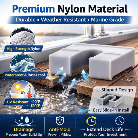 32 Piece Pontoon Fence Riser Kit for Pontoon Boat Rail Spacers Three Eighths Inch Nylon Gray Improve Water Flow Under Deck
