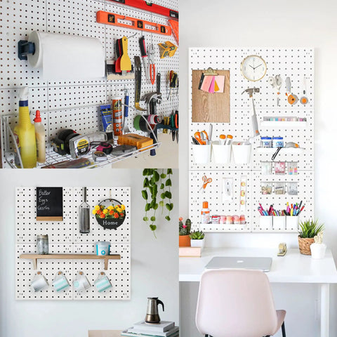 Dope White Pegboard Panels For Wall Organization In Craft Room Kitchen Garage Living Room Bathroom And Study Easy To Install