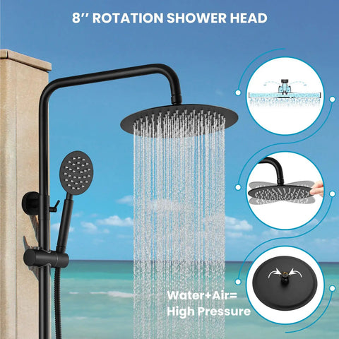 Heavy Duty Matte Black Outdoor Shower Featuring Top Notch 304 Stainless Steel Build Dual Spray Settings And Smooth Single Lever Control For Your Ultimate Backyard Flex Upgrade