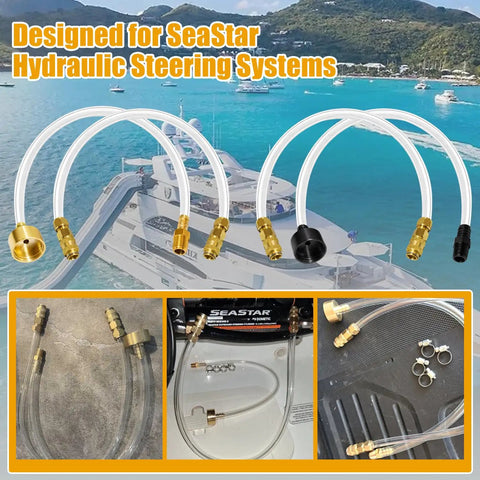 Pro Grade Hydraulic Steering Bleed Kit For Boats And Yachts Gear Up Quick Connect Marine Bleeder Tool With Upgraded Cap For Clean Fill And Drain Compatible With Hydraulic Steering Systems