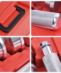 Nine Tool Wheel Bearing Race Seal Driver Installer Kit case with close-up of knurled aluminum drivers and collar sizes.