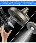 Chrome Fixed Showerhead With 135 Self Cleaning Silicone Nozzles, 1.75 GPM Flow in use and being cleaned, 360 Degree Rotation