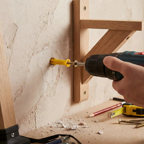 Drilling a wall with 200 Piece Drywall Anchors And Screws Set Ten Sizes Heavy Duty Plastic Wall Anchors And Carbon Steel Screws installation