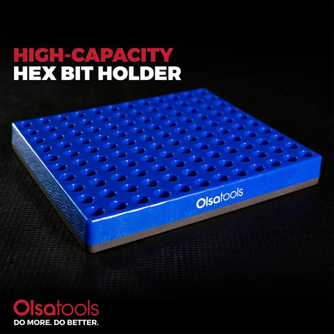 Beefy Extra Large Hex Bit Organizer With Magnetic Base, Heavy Duty Screwdriver Bit Holder For Shop And Garage, Pro Grade, Blue XL