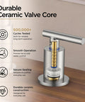 FORIOUS 2-Handle Kitchen Faucet with Pull Down Sprayer, Brushed Nickel showing durable ceramic valve core details.