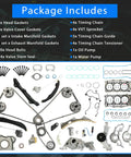 3.6L Pentastar Timing Chain Kit For Jeep, Dodge, Ram 1500 2011-2016 with chains, guides, gaskets, and components displayed