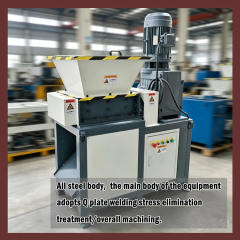 Beast 220V Universal Biaxial Metal Shredder Crusher Machine with all-steel body in industrial workshop