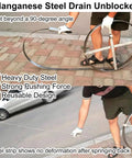 Heavy Duty Manganese Steel Drain Snake Auger Flexible Sewer Cleaning Tool That Bends Around Corners And Kicks Bad Clogs Straight Outta Your Pipes in use, showing flexibility beyond 90 degrees.