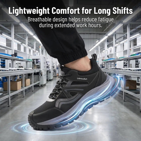 Steel Toe Work Shoes For Men With Kevlar Midsole All Day Comfort Lightweight Puncture Resistant Safety Shoes For Warehouse Factory And Logistics Pro Style Built To Last