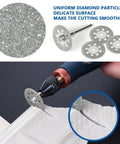 Slick Cut Twenty Piece Diamond Coated Cutting Wheels Compatible With Dremel Rotary Tools, 22mm discs cutting through masonry.