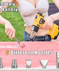 Person using Cordless Heat Gun for DeWalt 20V Battery Powered Hot Air Tool with 350W fast heating and five nozzle options