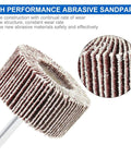 50 Pack Mounted Flap Wheels 1 Inch Diameter By 1 Inch Wide With 1/4 Inch Shank 80 Grit Aluminum Oxide For Rust Removal And Weld Burr Cleanup Fits All Drills Ideal For Metalworking And Deburring close-up