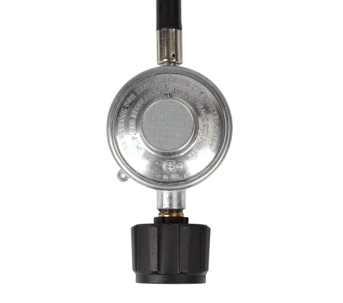 Top view of Five Foot Propane Regulator Hose Replacement Part For Outdoor Gas Water Heaters And Grills Three Eighth Inch Female Flare Nut