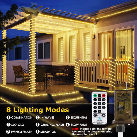 Lit 120 Led Rope Lights 40ft Plug In Outdoor String Light Set With 16 Color Changing Modes Waterproof IP68 on patio