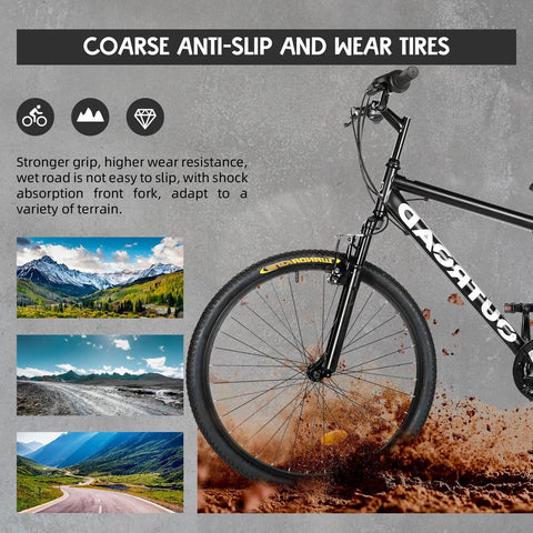26 Inch Mountain Bike With Sturdy Aluminum And Steel Frame 21 Speed Front And Rear V Brakes Lockout Suspension Fork Tire