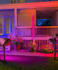 2 Pack RGB Solar Spotlights Outdoor Waterproof Color Changing Landscape Lighting illuminating garden pathway