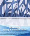 Close-up of Outdoor Picnic Fitted Tablecloth With Umbrella Hole And Zipper Waterproof Round Table Cover For 36 To 44 Inches Elastic Zippered Tablecloth For Picnics And Camping Floral Pattern No Fuss Setup showing elastic edge and floral pattern.