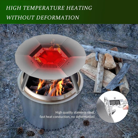 Heat Deflector Accessory For 19.5-Inch Bonfire With 3 Detachable Legs, Premium 304 Stainless Steel Shield shown on fire pit