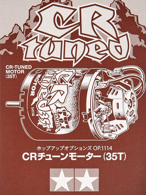 Cr-Tuned 35T Crawler Motor For CR-01 RC Crawlers packaging illustration with mountain design and motor details