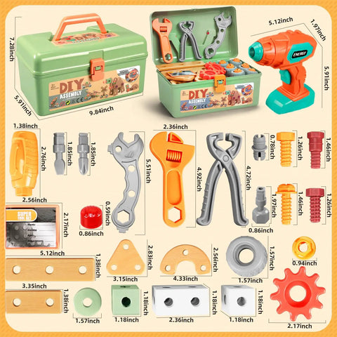 Kids Tool Set With Drill 148 Pieces Toddler Toolbox STEM Montessori Toys For 3 4 5 Year Olds Pretend Play Educational Toy
