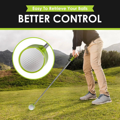 Golfer using Your Go To 15 Foot Extendable Golf Ball Retriever With Telescoping Aluminum Shaft Lightweight Pick Up Tool