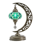 Turkish Stained Glass Moon Shape Table Lamp With Mosaic Lampshade Moroccan Crescent Tiffany Style Handmade Desk Light For Living Room