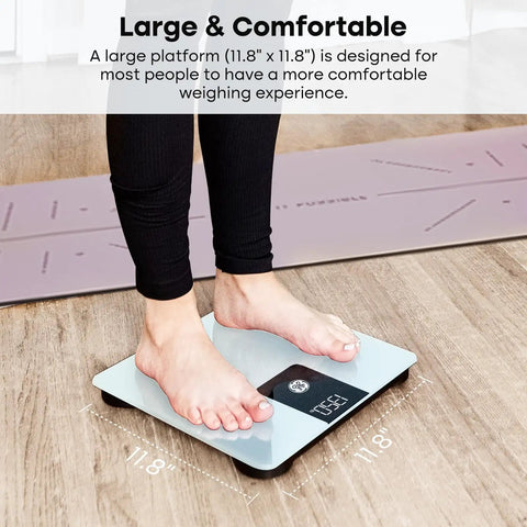 Beefy Digital Bathroom Scale With 500Lb Capacity Four High Precision Sensors And 0.1Lb Increments Heavy Duty Home Weight Scale That Reads Light Items From 0.4Lb Easy To Read And Use, 11.8x11.8 in glass platform