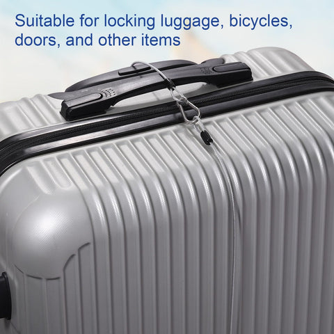Heavy Duty PVC Coated Security Steel Cable With Snap Hooks 4.9 Ft Double Loop Wire Rope Lock securing a silver luggage