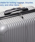 Tough As Nails Security Steel Cable With Snap Hook securing silver luggage. PVC coated, double loop, heavy duty, gun gray.