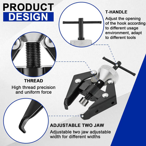 Beefy Heavy Duty Battery Terminal And Windshield Wiper Arm Puller Kit for Car Maintenance Durable 45 Steel Jaws shown with T-handle.