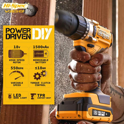 18V Cordless Drill Kit With Battery And Charger, 58 Piece Driver Bit Set for Wood Metal and Concrete, perfect for DIY projects