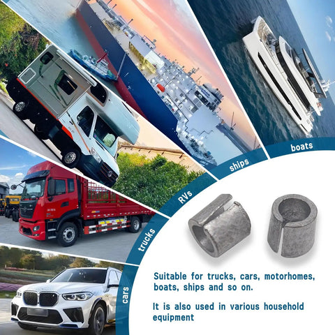 Universal Car Battery Terminal Shims 2 Pair Adapter Sleeves For Positive And Negative Posts Made From Heavy Duty Lead Alloy for various vehicles.
