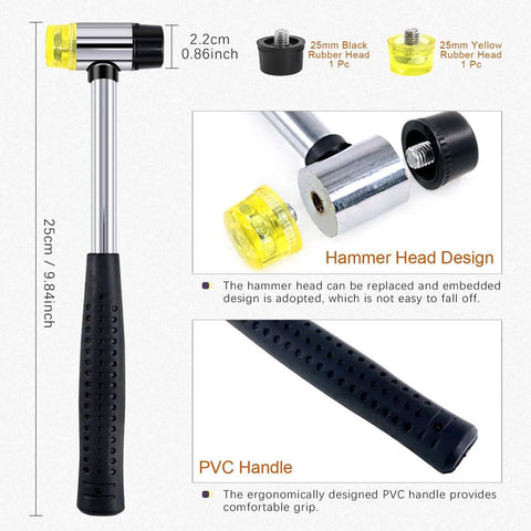 Lightweight rubber mallet with interchangeable heads for Grommet Eyelets Kit 240 Sets 6 mm Inner Diameter One Quarter Inch 4 Colors.