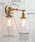 Double Sconce Wall Light Set Vintage Industrial Antique Vibe with two glass shades, E26 compatible, upward mount