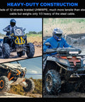 Synthetic Winch Rope Kit One Quarter Inch By Fifty Feet With Ten Thousand Pound Break Strength Blue Protective Sleeve Forged Hook Rubber Stopper And Safety Pull Strap Built Tough For ATV UTV Off Road Recovery, ATV winch rope