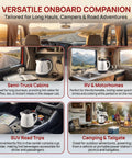 Kickback Ready 24V Car Kettle 1000ML Portable Electric Water Heater For Trucks RVs And Vans in semi-truck and camper settings.