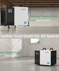 Serious 70 Pint Commercial Dehumidifier With Built In Pump And Drain Hose For Crawl Spaces And Large Basements Up To 5000 Sq Ft energy efficient dual drain setup.