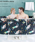 Two adults in Portable Foldable Bathtub Kit For Adults Easy Setup Soaking Bath Tub Space Saving Standing Spa Tub 47.2 x 19.7 x 21.7 inch
